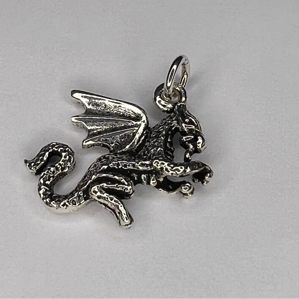 Sterling Silver .925 Dragon Pendant Charm – Mythical Fantasy Creature - Picture 2 of 6